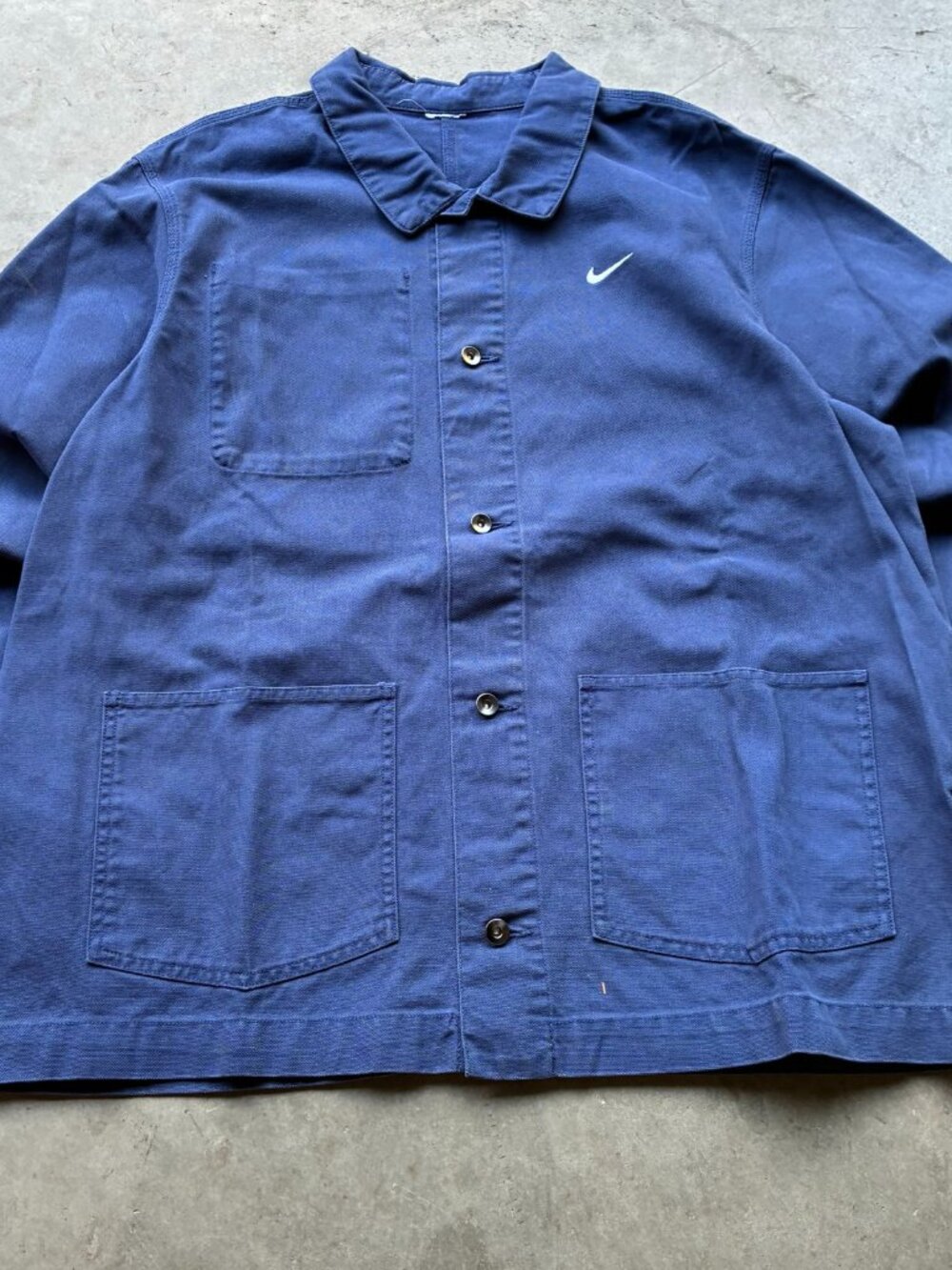 Nike Navy Cotton Canvas Chore Jacket Workwear Embroidered Swoosh